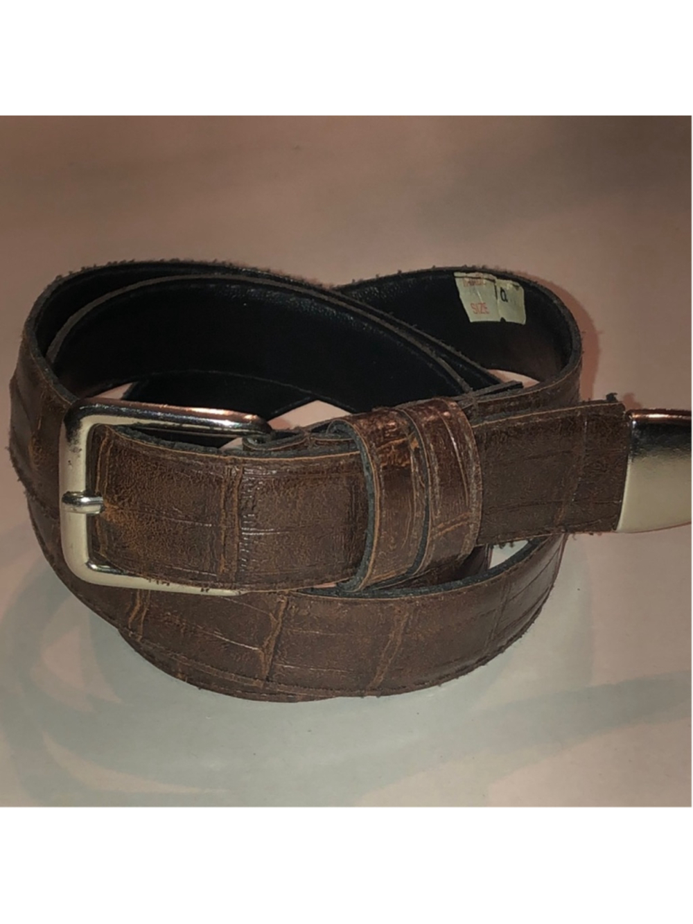 Brown Faux Leather Embossed Belt